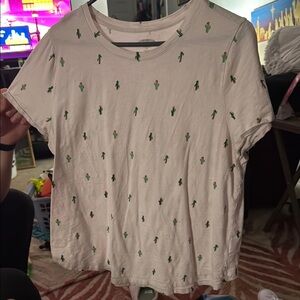 White Cactus Print Women's T-Shirt